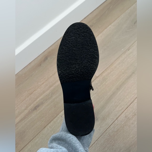 Jeffrey Campbell Lomon Croc Embossed Low Heel Leather Black Ankle Chelsea Boots - Picture 11 of 11